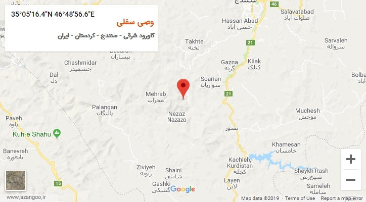 روستای وصی سفلی بر روی نقشه