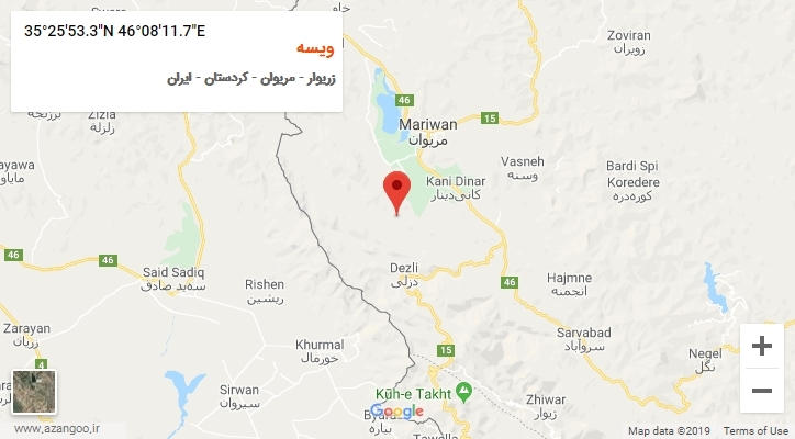 روستای ویسه بر روی نقشه