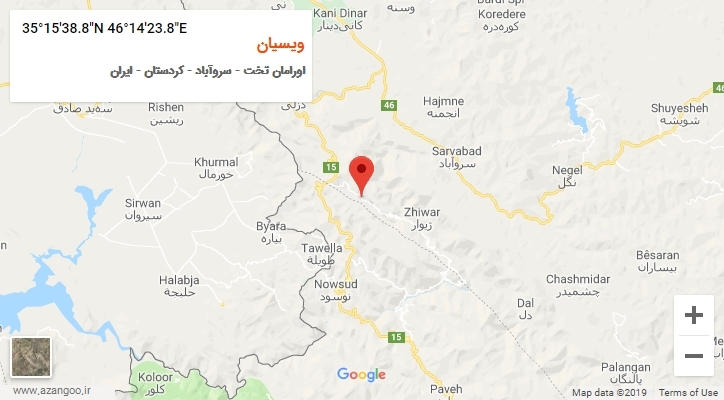 روستای ویسیان بر روی نقشه