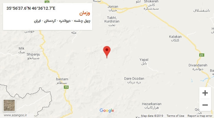 روستای وزمان بر روی نقشه