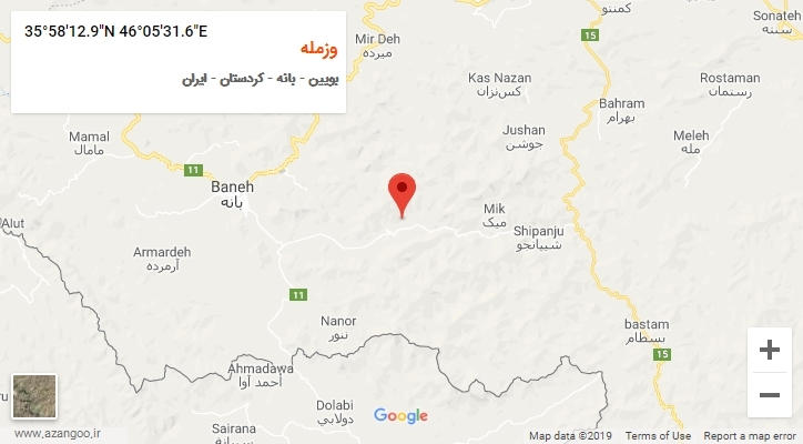 روستای وزمله بر روی نقشه