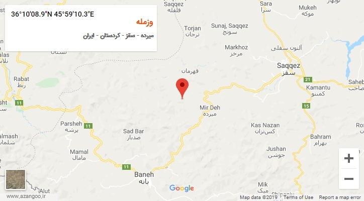 روستای وزمله بر روی نقشه