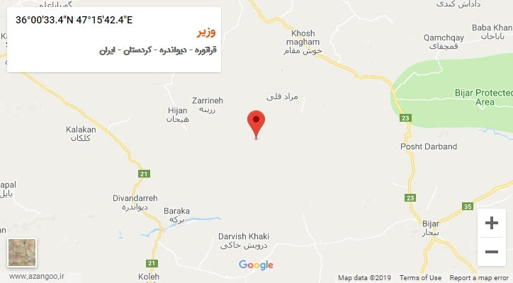 روستای وزیر بر روی نقشه