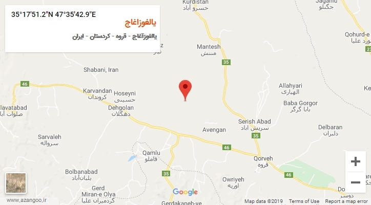 روستای یالغوزاغاج بر روی نقشه