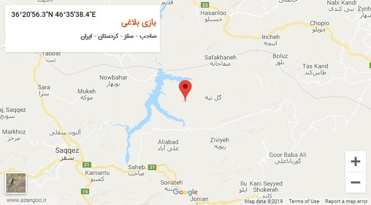 روستای یازی بلاغی بر روی نقشه