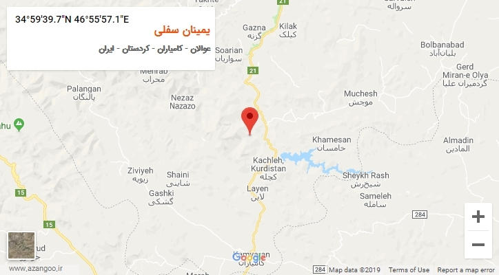روستای یمینان سفلی بر روی نقشه