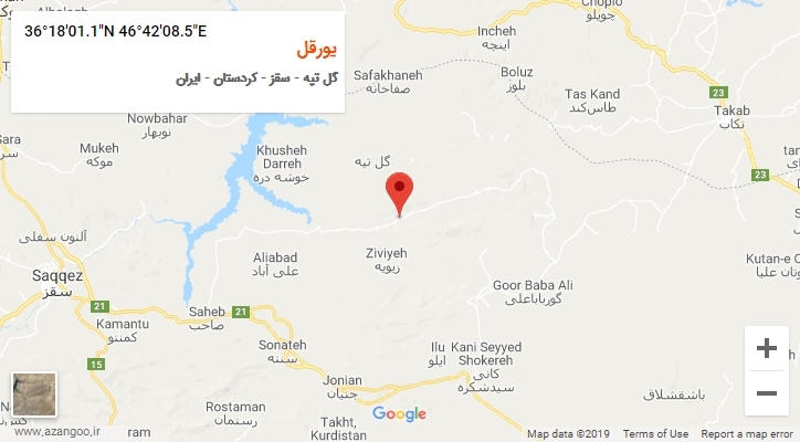 روستای یورقل بر روی نقشه