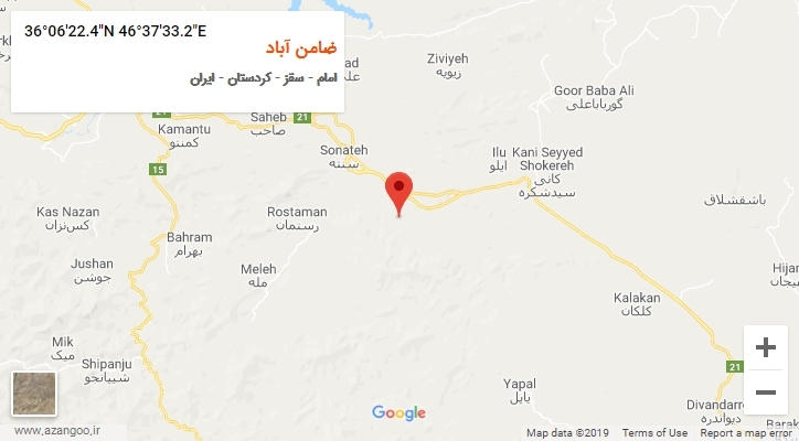 روستای ضامن آباد بر روی نقشه