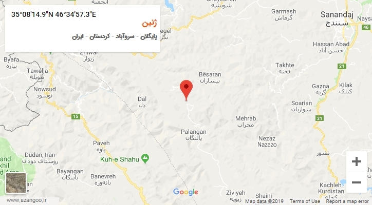روستای ژنین بر روی نقشه