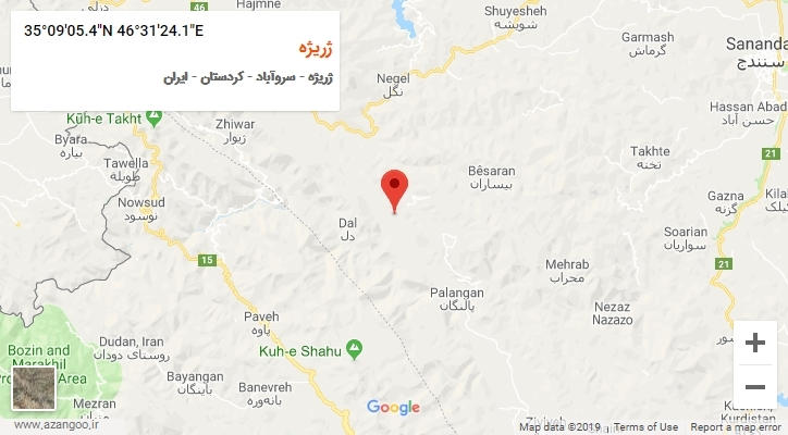 روستای ژریژه بر روی نقشه