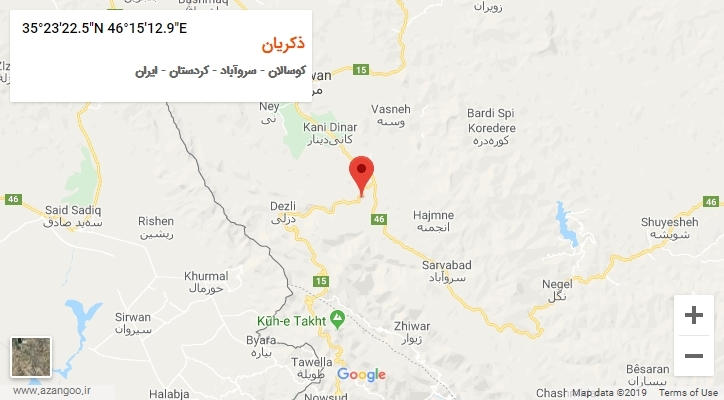 روستای ذکریان بر روی نقشه