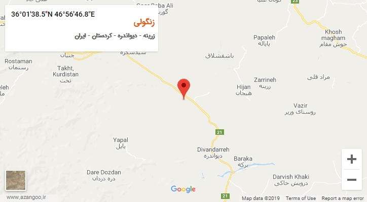 روستای زنگولی بر روی نقشه