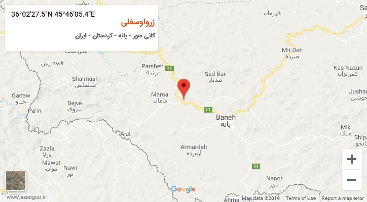 روستای زرواوسفلی بر روی نقشه