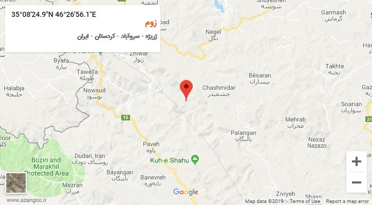 روستای زوم بر روی نقشه