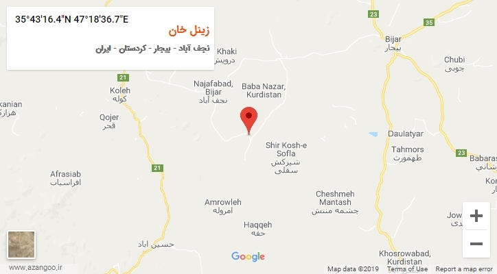 روستای زینل خان بر روی نقشه