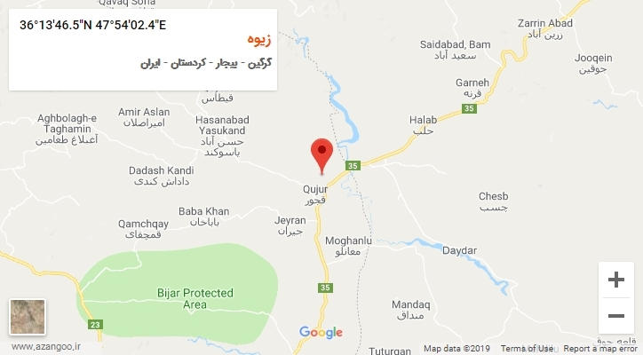 روستای زیوه بر روی نقشه