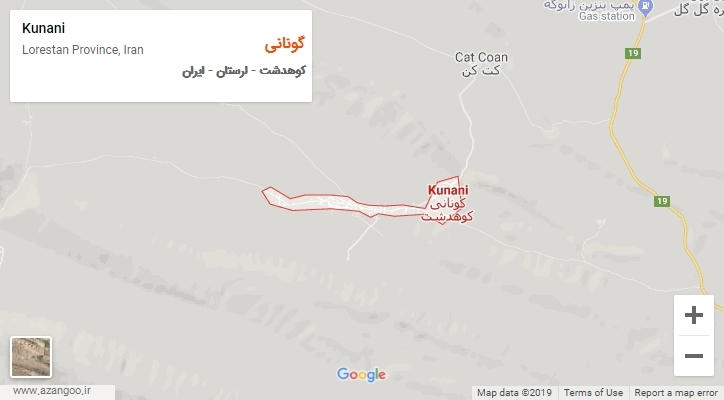 شهر گونانی بر روی نقشه