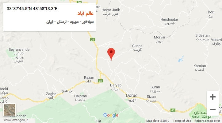 روستای عالم آباد بر روی نقشه