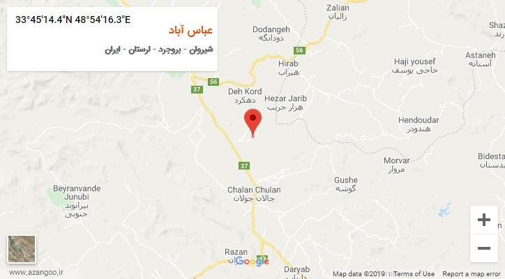 روستای عباس آباد بر روی نقشه