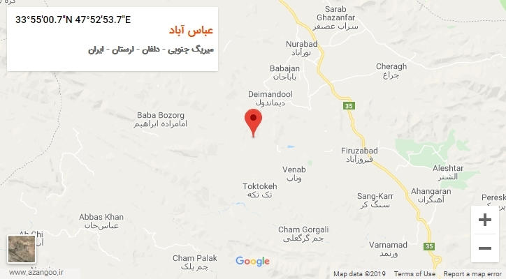 روستای عباس آباد بر روی نقشه