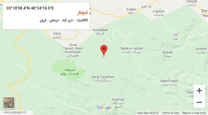 روستای ابچنار بر روی نقشه