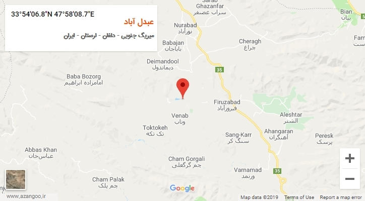 روستای عبدل آباد بر روی نقشه