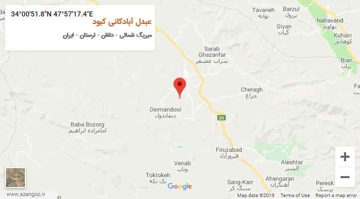 روستای عبدل آبادکانی کبود بر روی نقشه