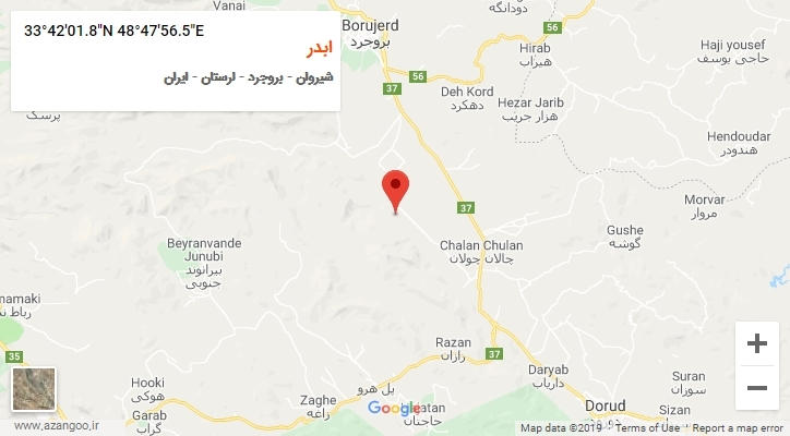 روستای ابدر بر روی نقشه