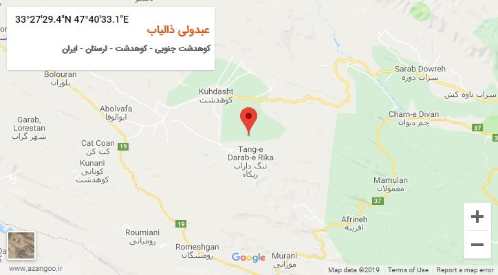 روستای عبدولی ذالیاب بر روی نقشه
