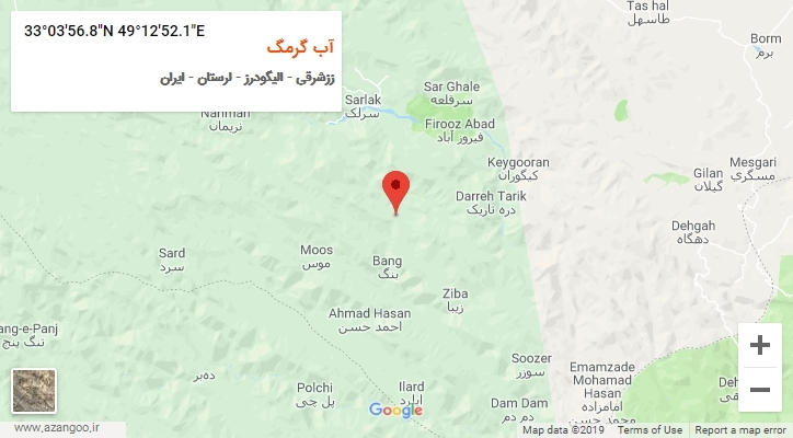 روستای آب گرمگ بر روی نقشه