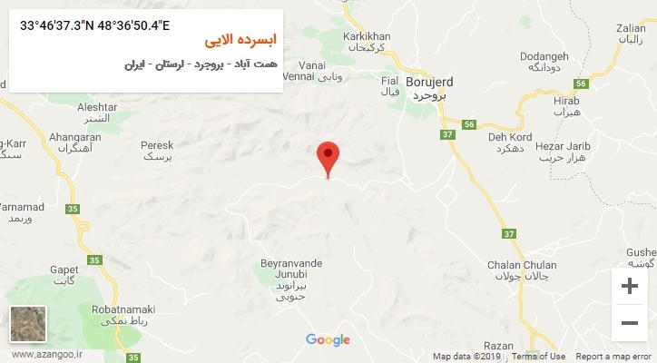 روستای ابسرده الایی بر روی نقشه