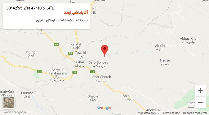 روستای آقاباباشیراوند بر روی نقشه