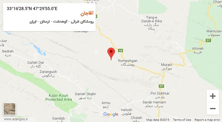 روستای آقاجان بر روی نقشه