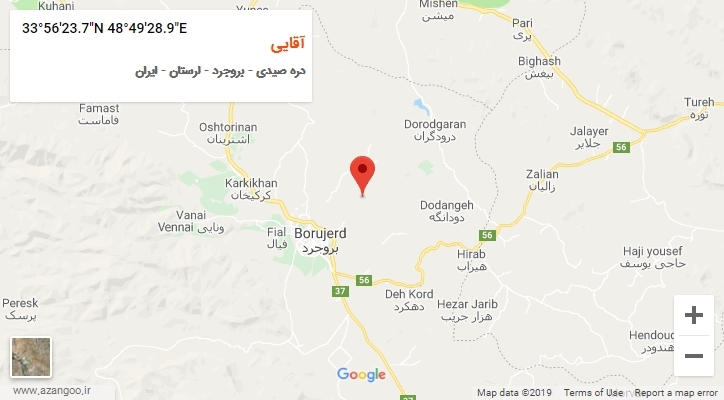 روستای آقایی بر روی نقشه