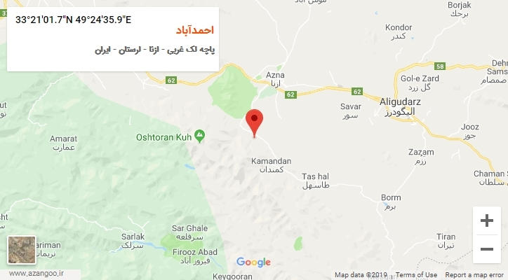روستای احمدآباد بر روی نقشه