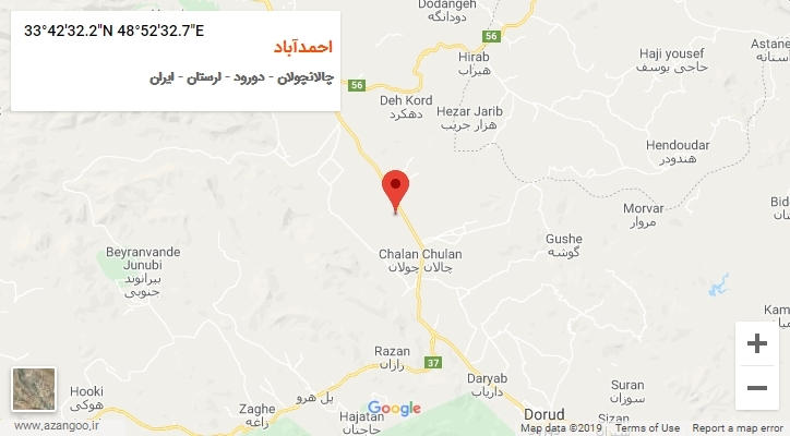 روستای احمدآباد بر روی نقشه