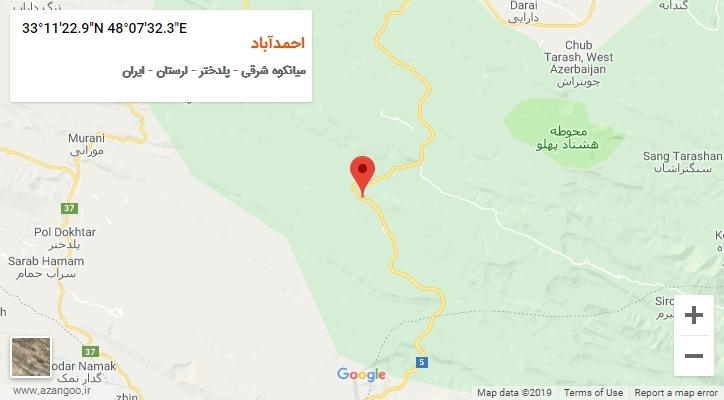 روستای احمدآباد بر روی نقشه
