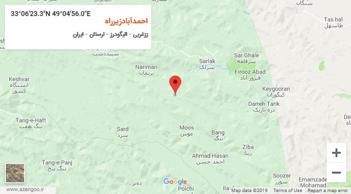 روستای احمدآبادزیرراه بر روی نقشه
