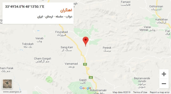 روستای اهنگران بر روی نقشه