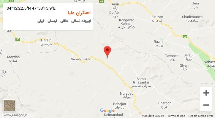 روستای اهنگران علیا بر روی نقشه