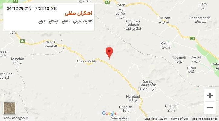 روستای اهنگران سفلی بر روی نقشه