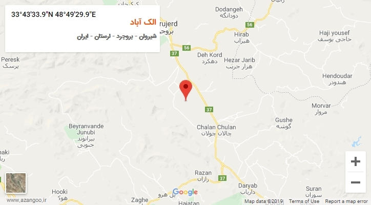 روستای الک آباد بر روی نقشه