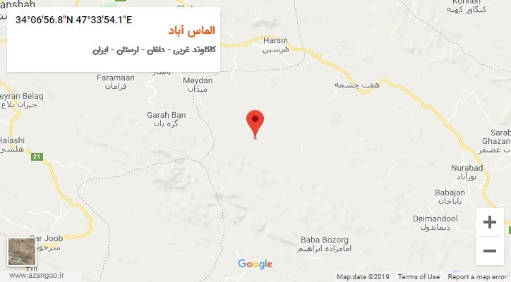 روستای الماس آباد بر روی نقشه