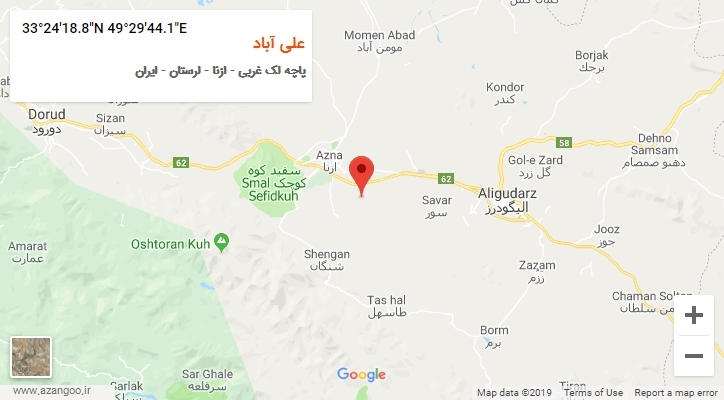 روستای علی آباد بر روی نقشه