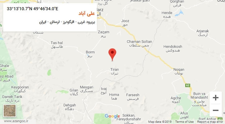 روستای علی آباد بر روی نقشه