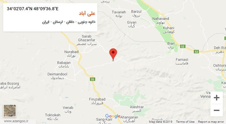 روستای علی آباد بر روی نقشه