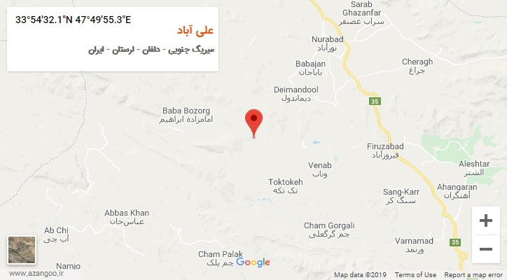 روستای علی آباد بر روی نقشه