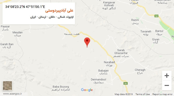 روستای علی آبادپیردوستی بر روی نقشه