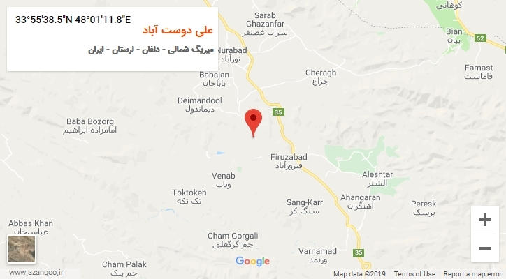 روستای علی دوست آباد بر روی نقشه
