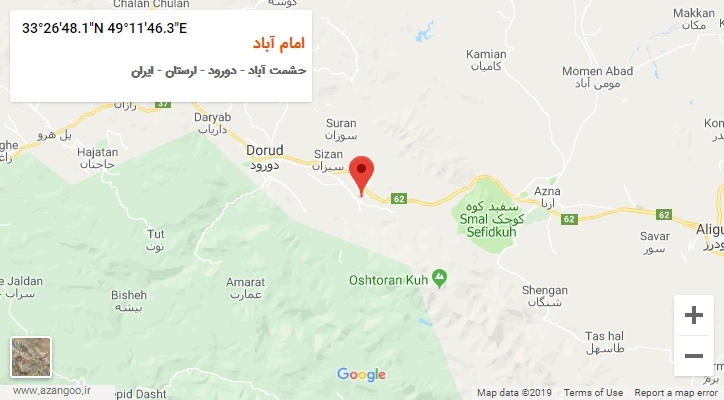 روستای امام آباد بر روی نقشه